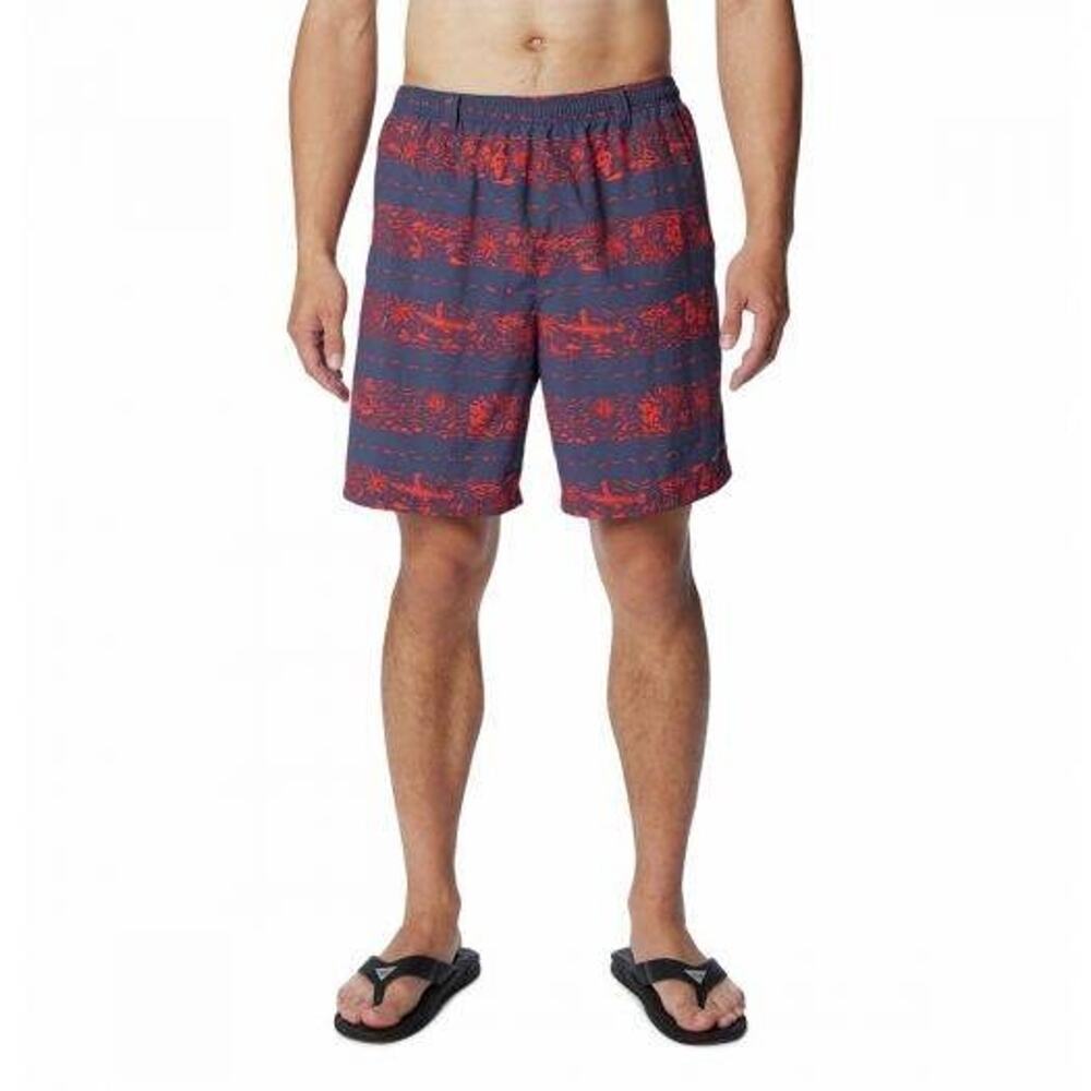 Columbia Men's PFG Super Backcast™ Water Shorts Red Gray Size Large